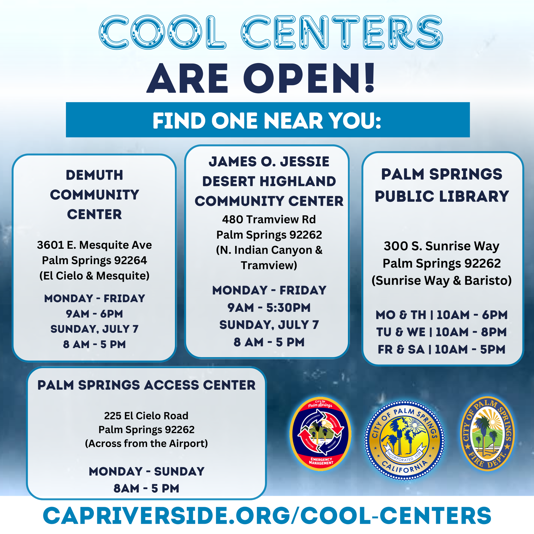 COOLING CENTER UPDATE: Demuth Community Center and James O. (City of ...