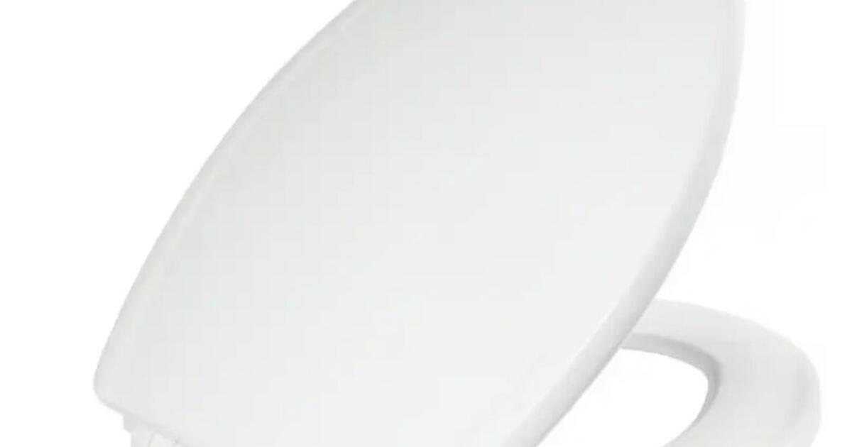 Mansfield Wood White Elongated Soft Close Toilet Seat for 15 in