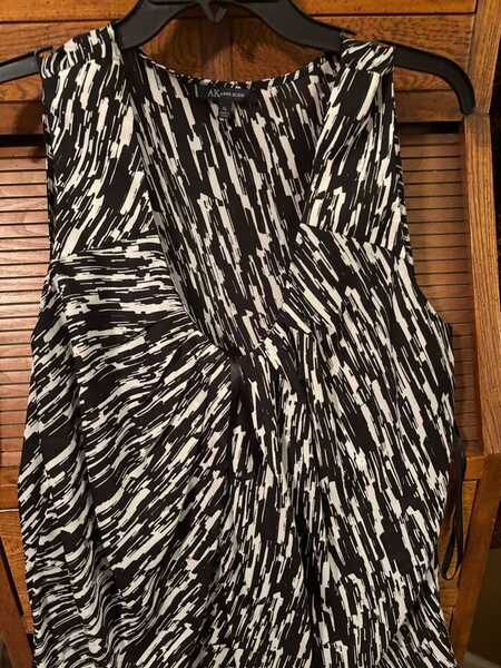 anne klein black and white dress Dot Print Faux Wrap Dress