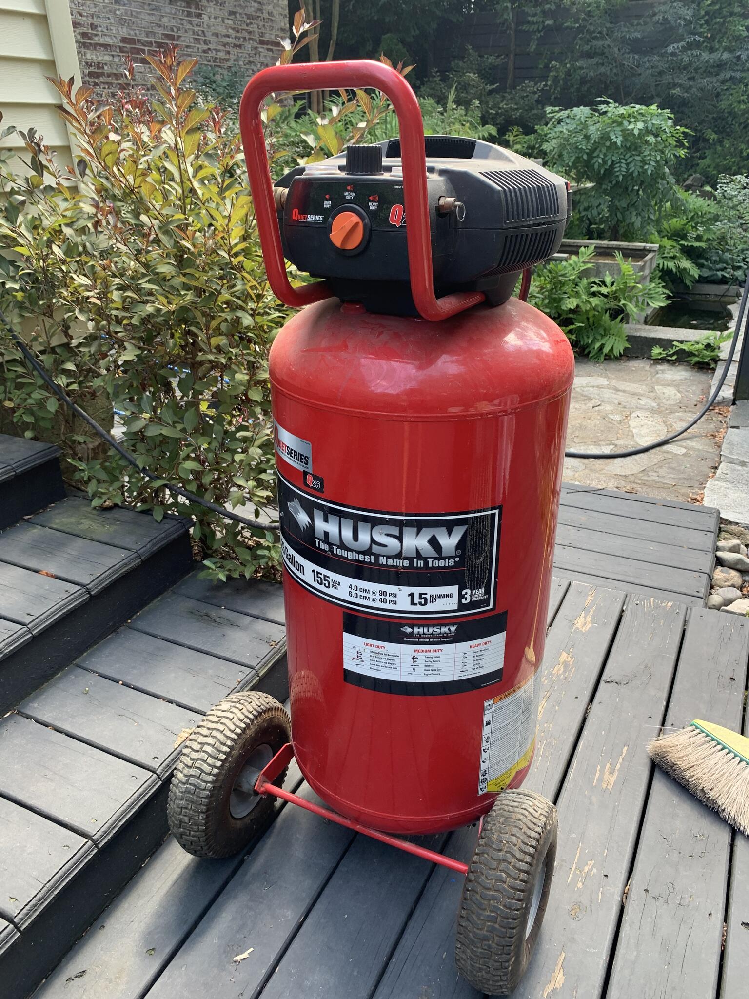 26 gallon Husky Quiet Series Q26 vertical air compressor for 225 in Towson MD For Sale Free Nextdoor