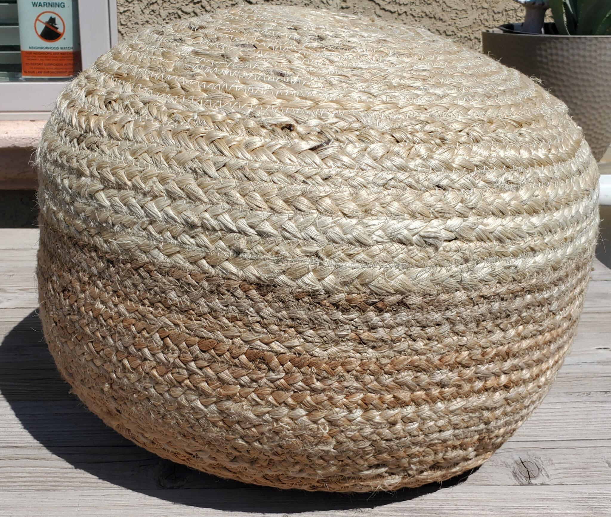 Sand and Sable 18 in. round wicker poof ottoman, like new for $25 in ...