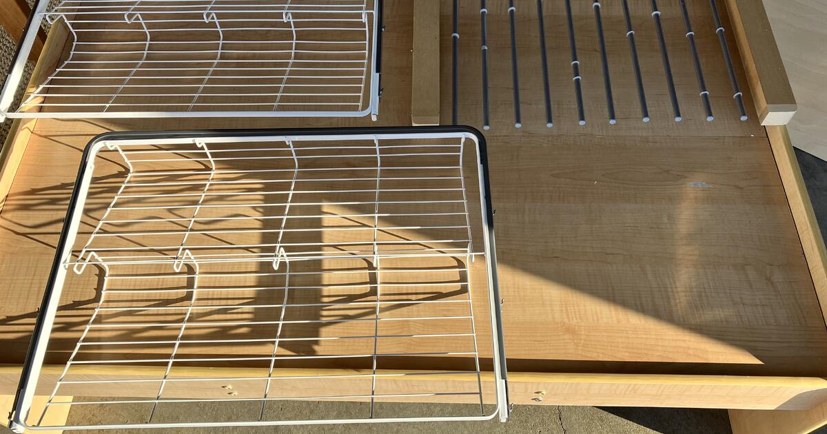 ELFA gliding pants rack PLATINUM and two GLIDING shoe racks WHITE WITH