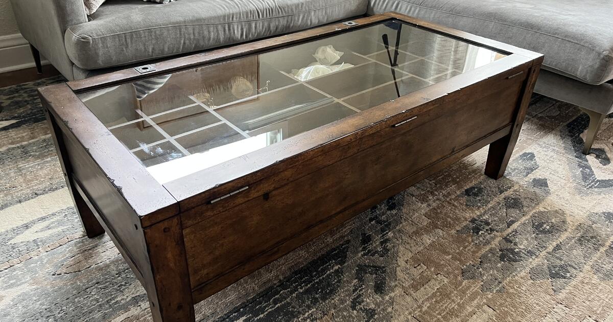 Pottery Barn shadowbox coffee table for 350 in Denver, CO For Sale