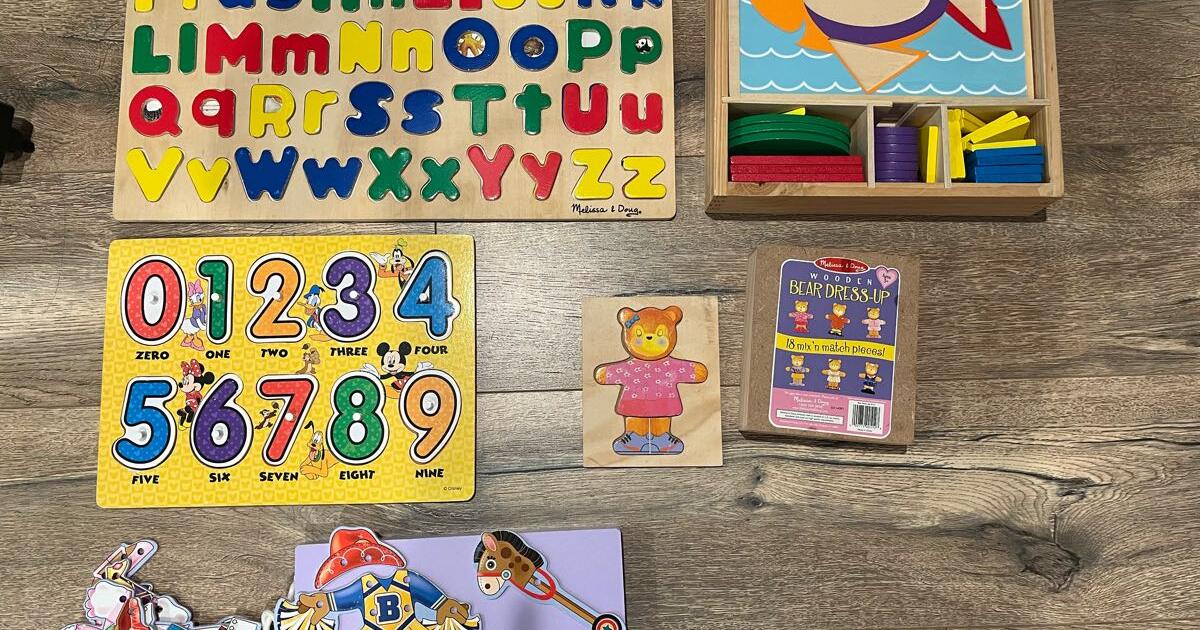 Set of 5 melissa doug wood puzzles and toys for age 2 4 for 20 in