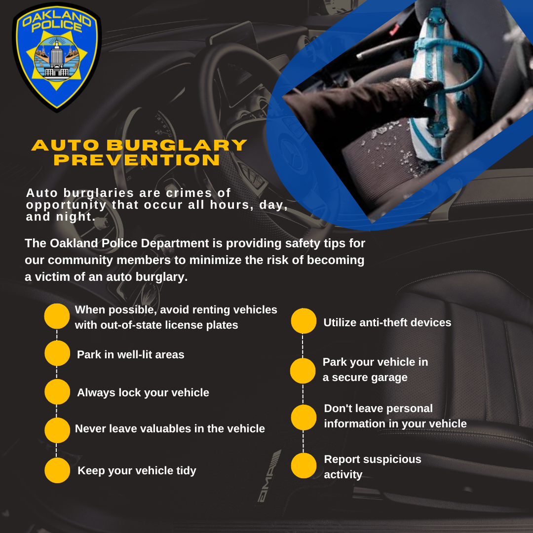 Auto Burglary Prevention Safety Tips (Oakland Police Department
