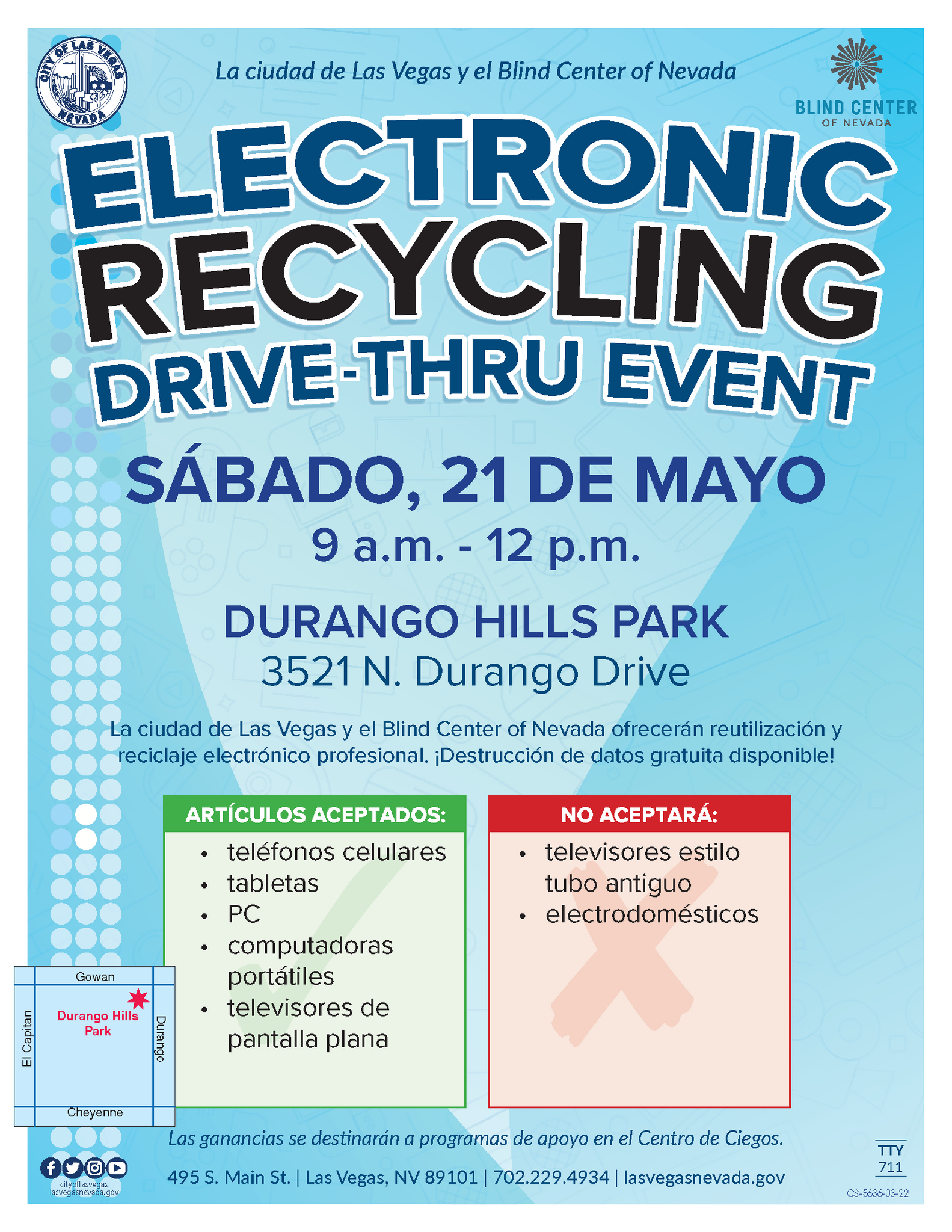 Saturday, May 21st, 2022 9 am 12 pm Electronic Recycling DriveThru Event (City of Las Vegas