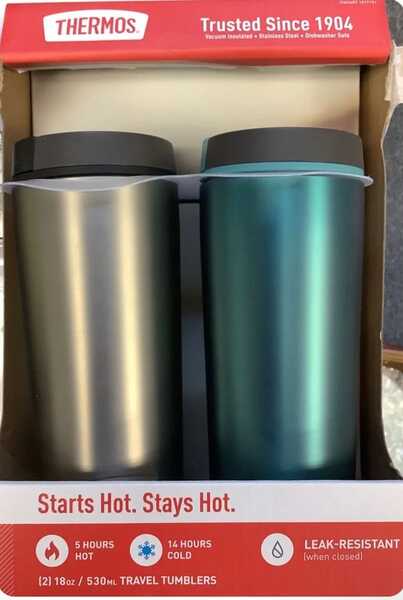 THERMOS  2-pack 18oz Travel Tumbler Thermos Stainless Steel