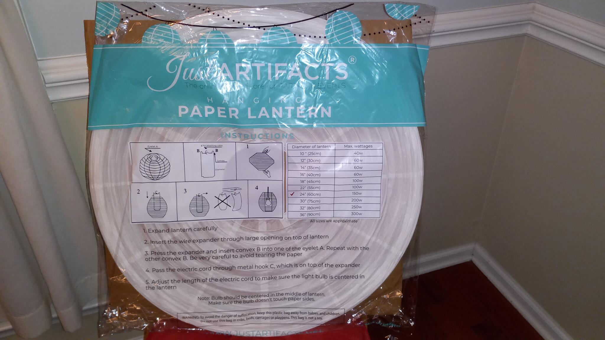 NEW Just Artifacts 24" Round Chinese Japanese Paper Lantern - PENDING