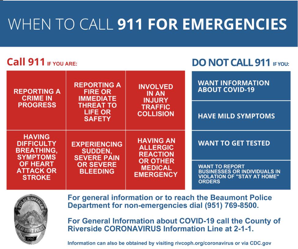 Know when to call 911 for Emergencies Beaumont Police Department