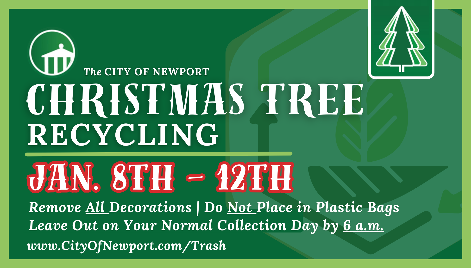 🎄 ♻ 🎄 ♻ Here's How to Recycle Your Christmas Tree in Newport (City of