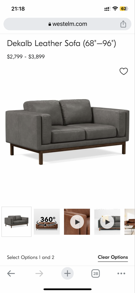 Dekalb Leather Sofa (68–96)