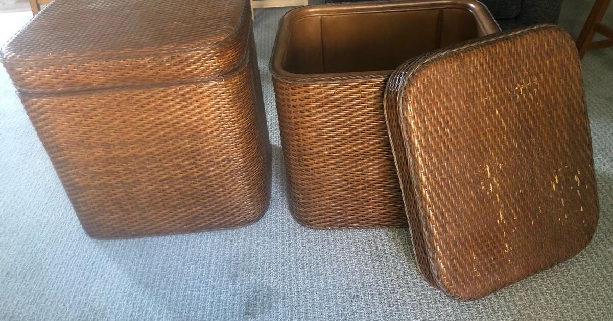 Pottery Barn Wicker End Tables with Storage for 50 in Omaha, NE
