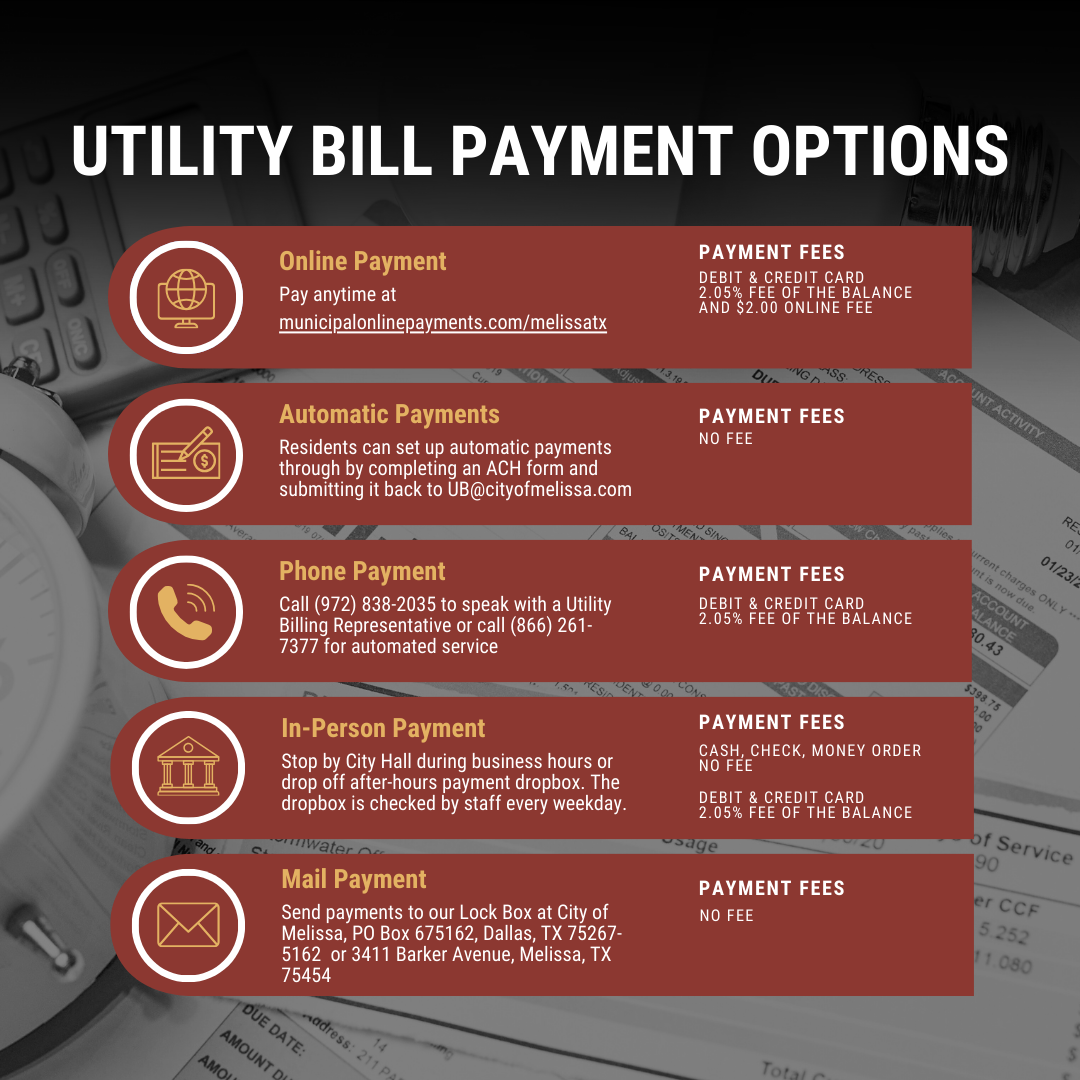 Looking for faster ways to pay your Melissa utility bill? (City of