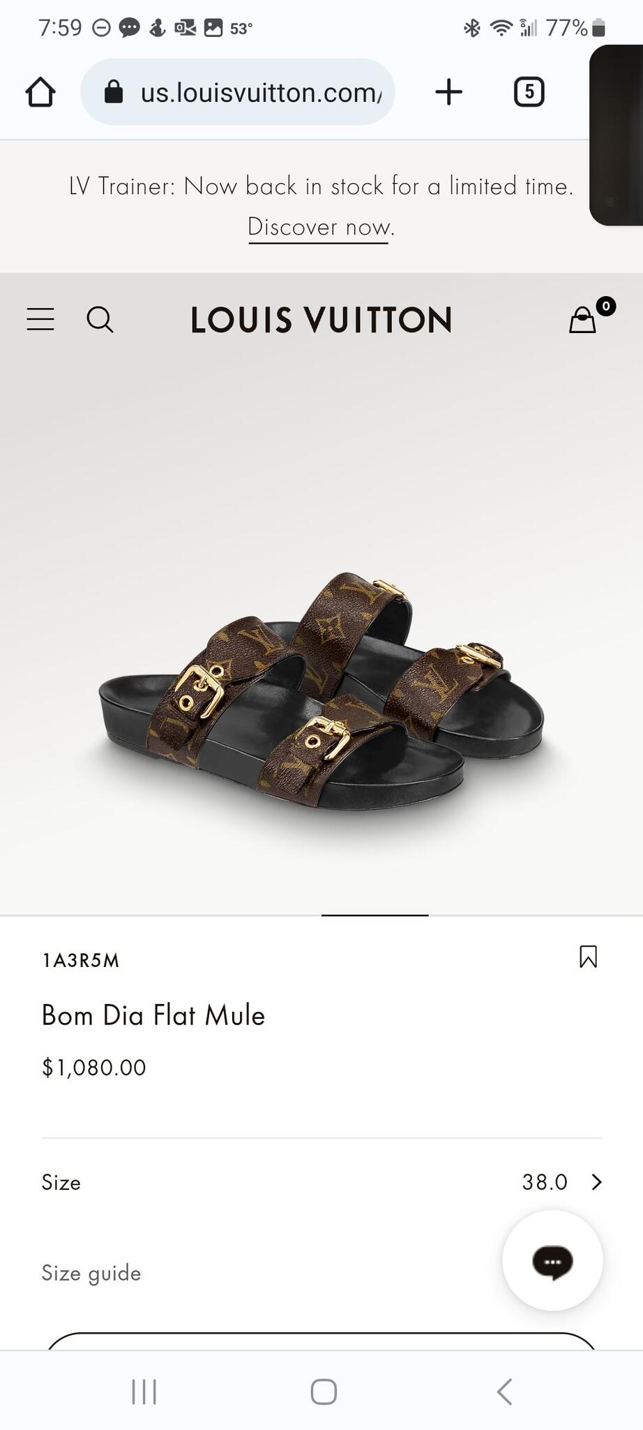 Louis Vuitton Bom Dia Flat Mule For $1,350 In Newark, DE