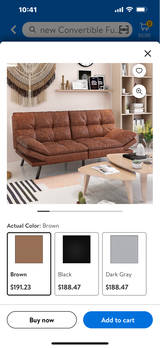 new Convertible Futon Sofa Bed, Modern Sleeper Sofa, Brown for 175 in