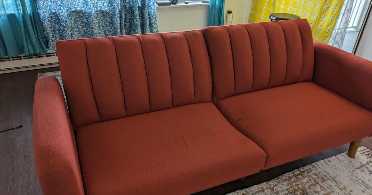 Novogratz Brittany Futon, Persimmon Linen for 85 in Latham, NY For