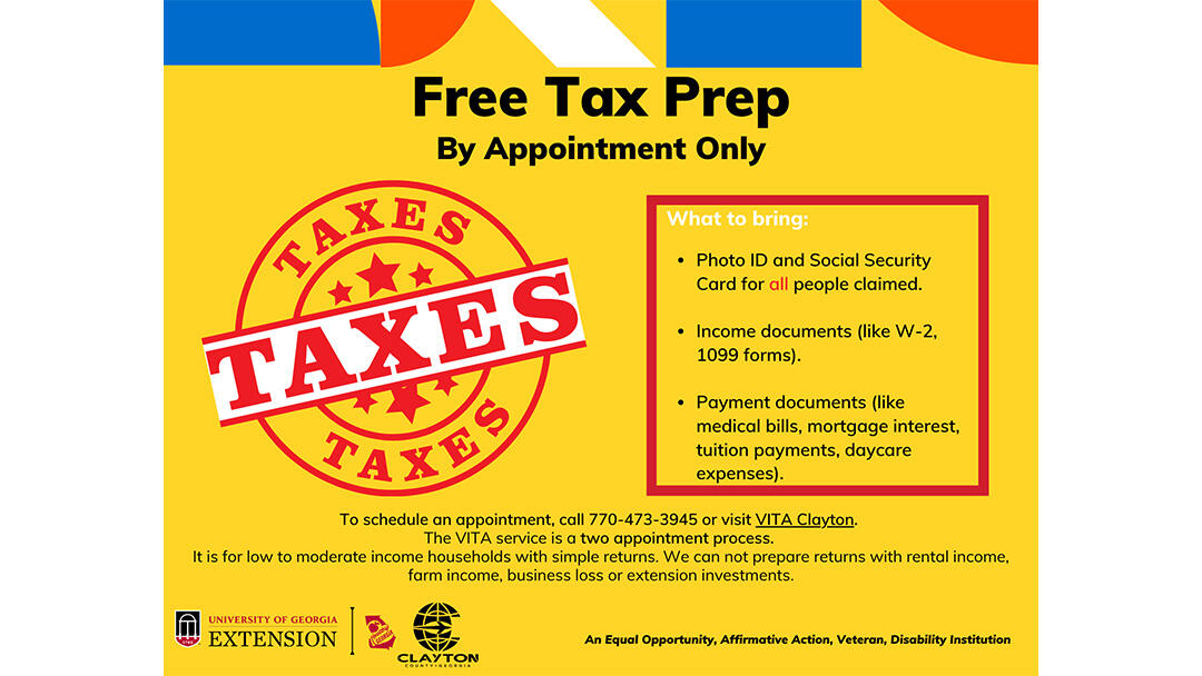 Clayton County Extension Services is excited to announce our free tax