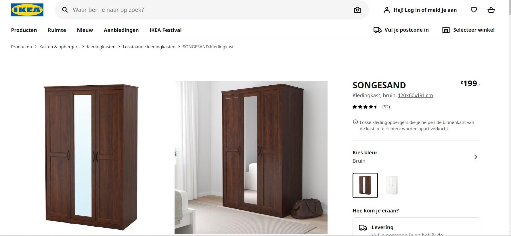 vaas zout annuleren IKEA SONGESAND Wardrobe, Bruin 120x60x191cm Kledingkast Voor 80 € In  Leiderdorp, ZH | Gratis/Te Koop — Nextdoor