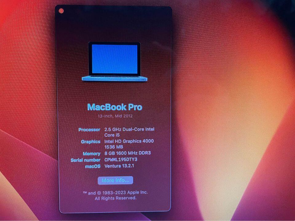 2012 Macbook Pro 13