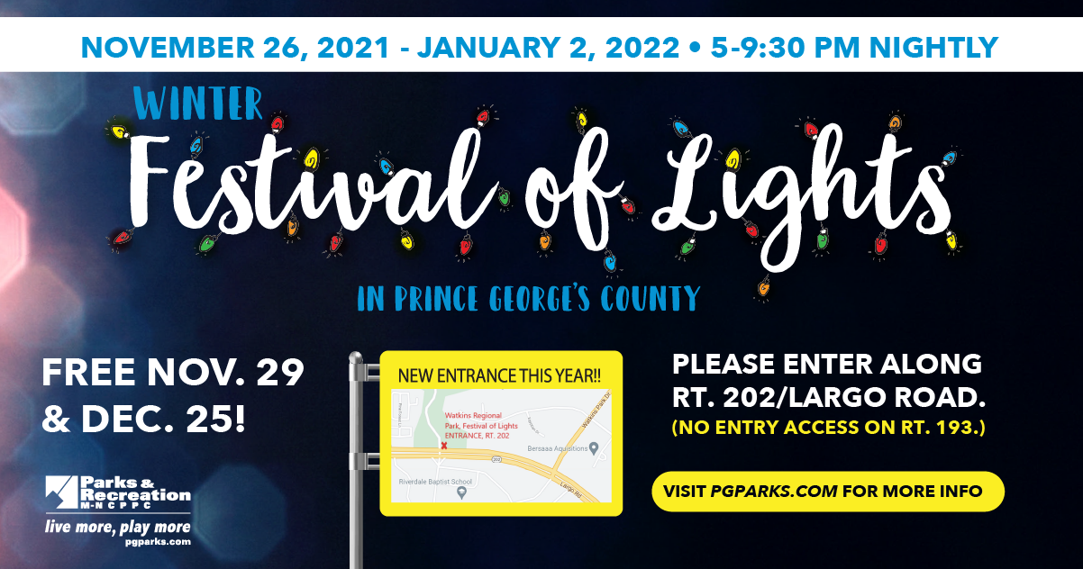 The Winter Festival of Lights at Watkins Regional Park is Back! (Prince