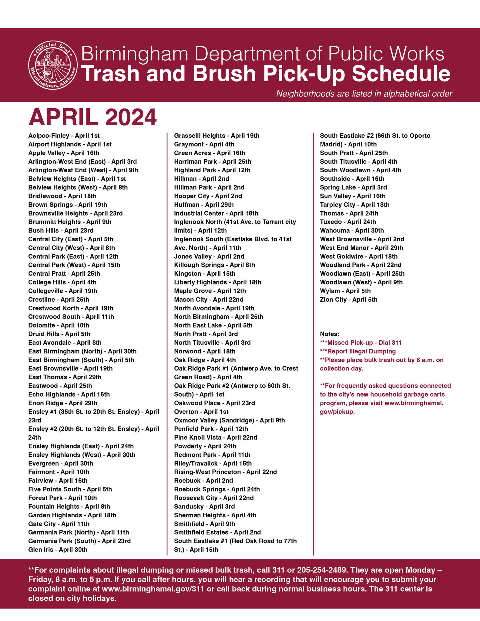 Here’s the Bulk Trash Pickup Schedule for April 2024 (City of