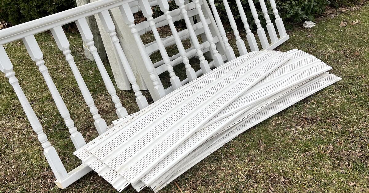 Free white vinyl soffit and wood railings for Free in Hamilton, NY