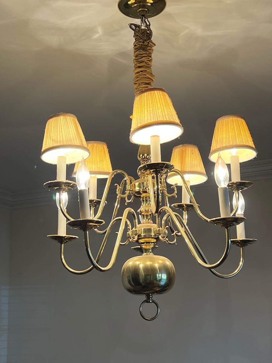 Brass Chandelier with Shades