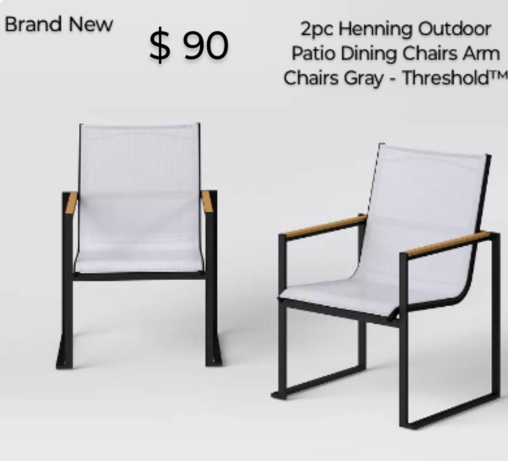 Brand New 2pc Henning Outdoor Patio Dining Chairs