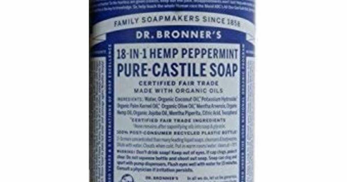 1x10 or 2x15 Dr. Bronner Hemp Peppermint Pure Castile Oil Made