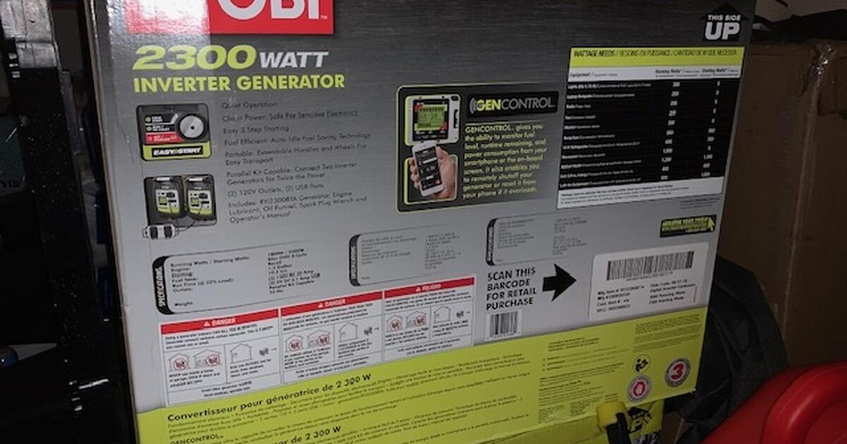 Two New In Box Ryobe gas generators. 1600 for both. for 1600 in