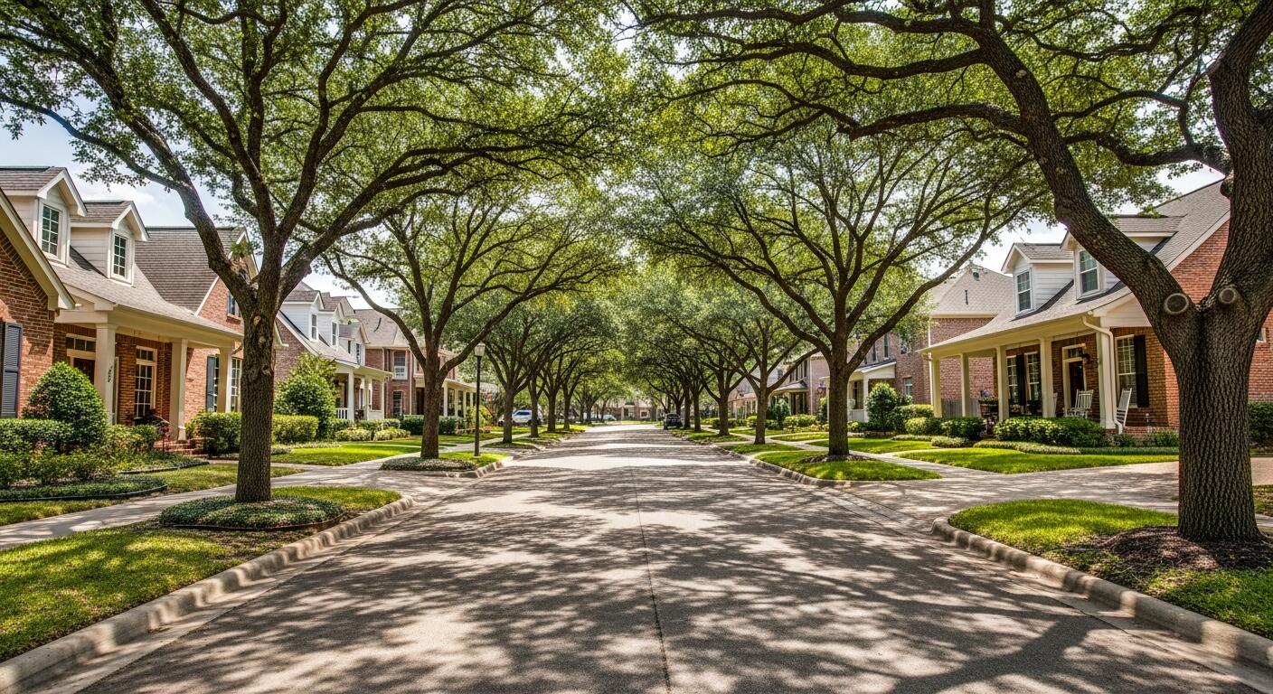 Tree-lined residential neighborhood in McKinney Texas