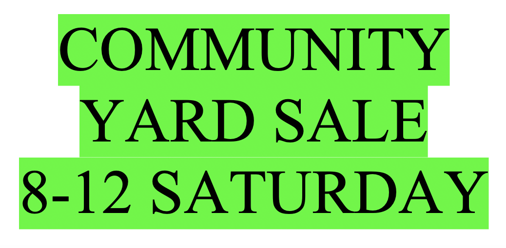 COMMUNITY YARD SALE 5/2