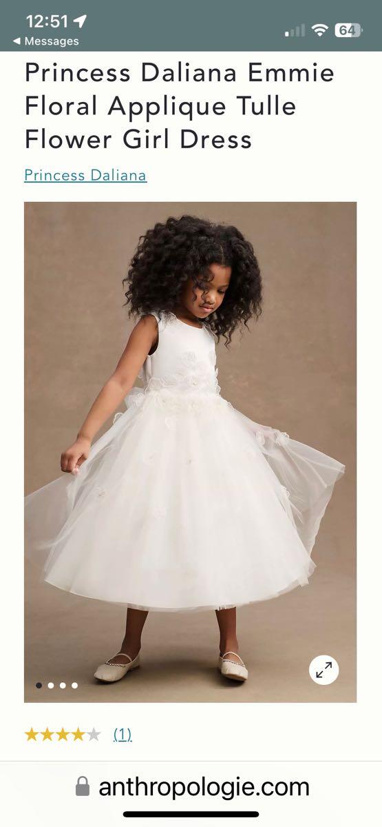 Princess Daliana Emmie Floral Applique Tulle Flower Girl Dress