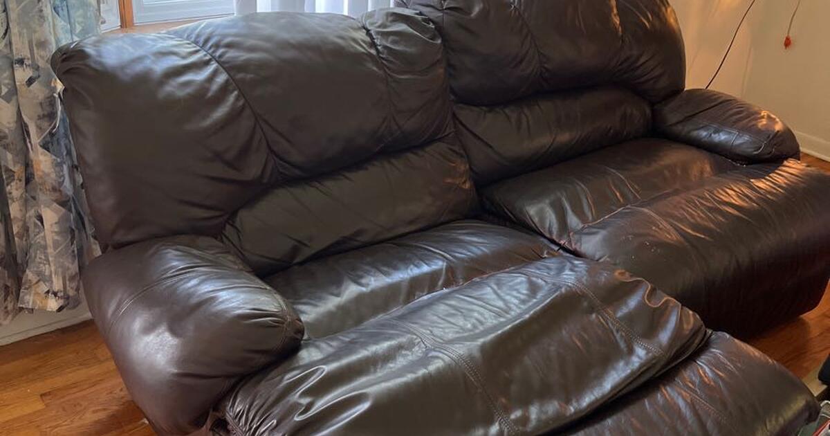 Brown Leather Reclining Sofa w/side pieces not shown for $30 in Lansing ...
