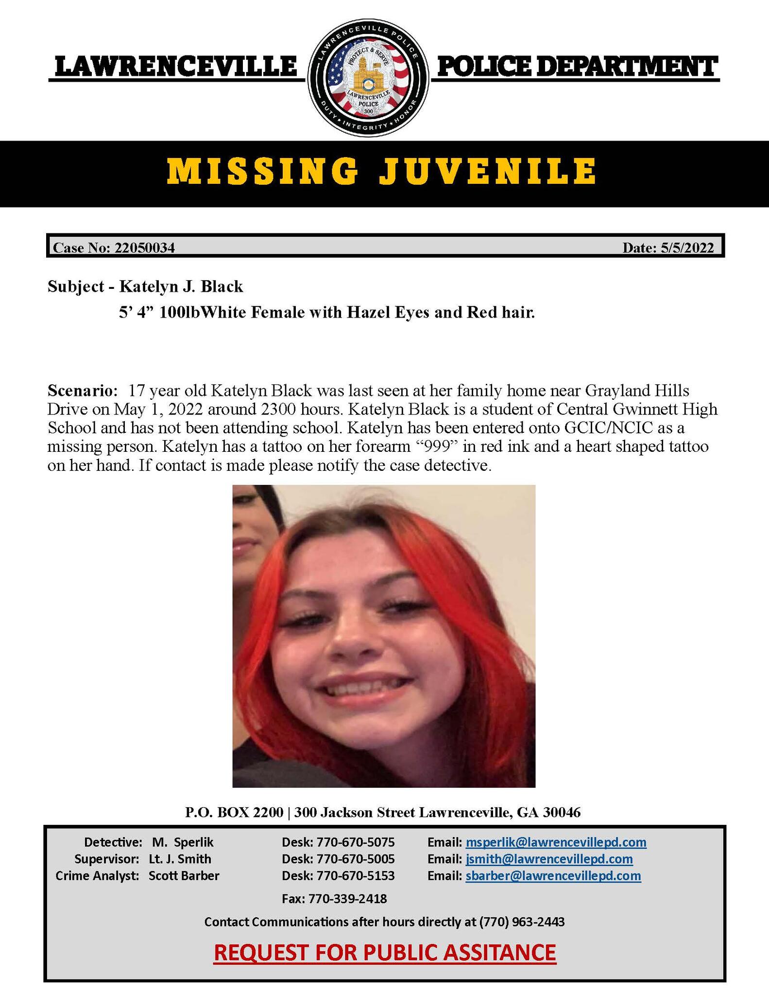 Missing Person Information Lawrenceville Police Department — Nextdoor — Nextdoor 