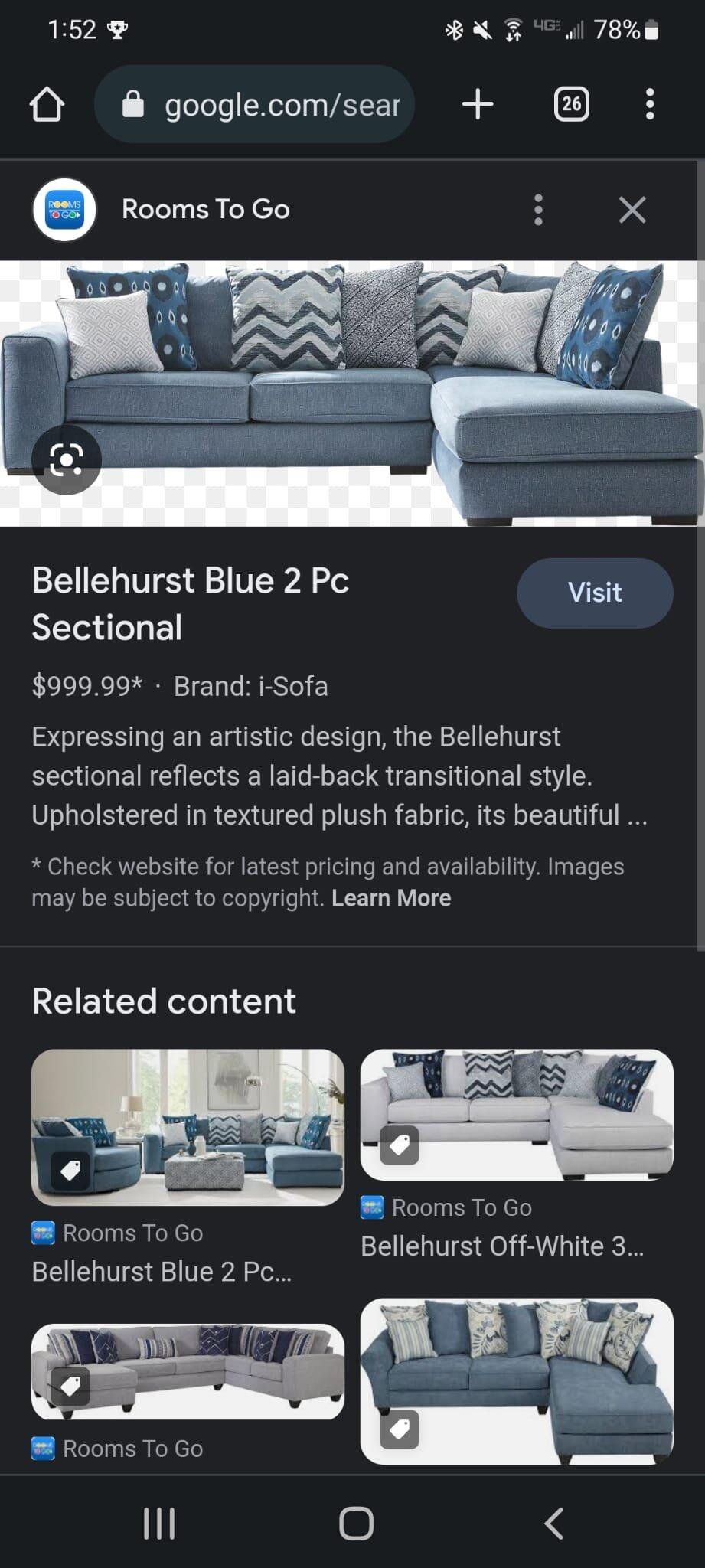 bellehurst blue swivel chair