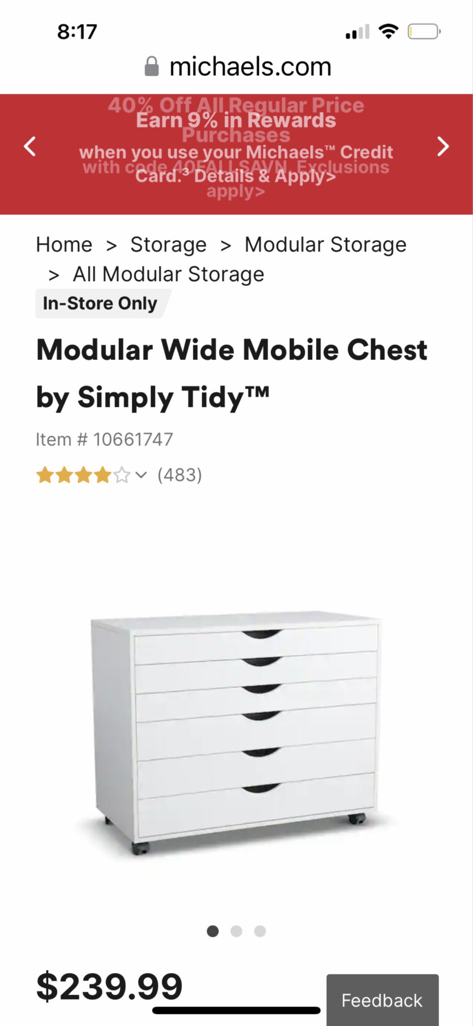 Modular Wide Mobile Chest By Simply Tidy