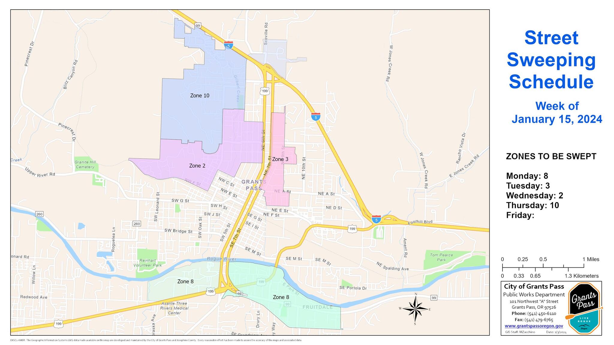 Street Sweeping Schedule Week of January 15, 2024If you live in