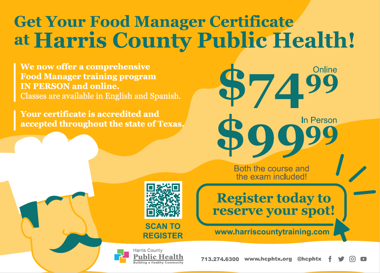 Get Your Food Manager Certificate at Harris County Public Health
