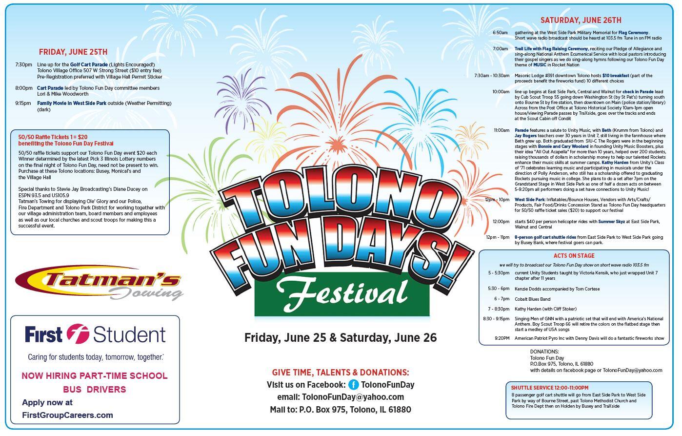 Tolono Fun Day Schedule (Village of Tolono) — Nextdoor — Nextdoor