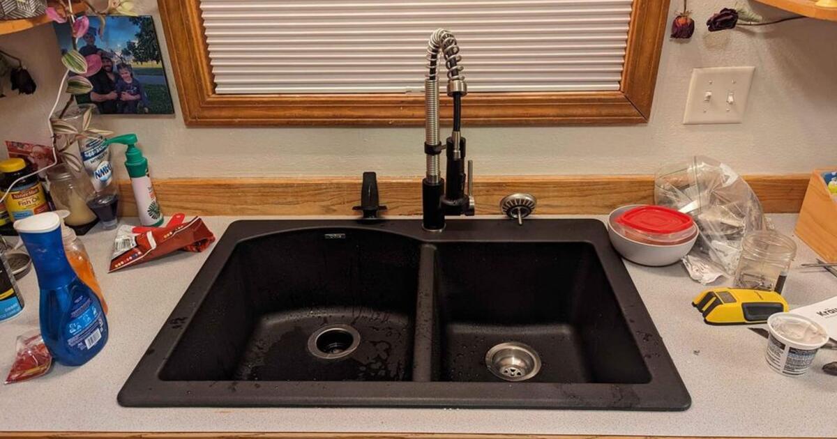 Granite sink, faucet, garbage disposal. Kraus brand. New in box. for