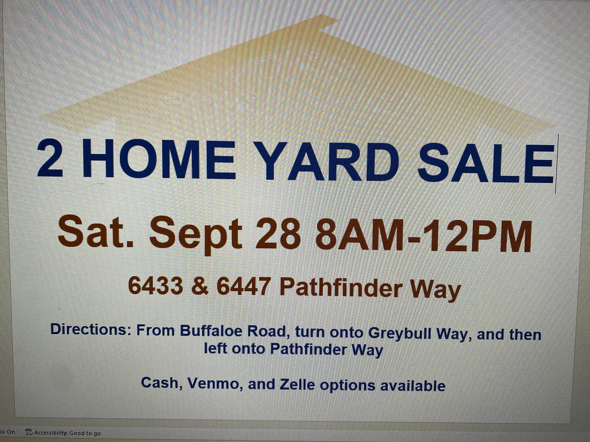 2 Home Yard Sale off...