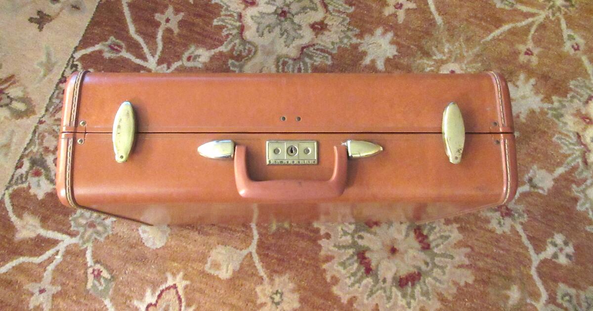 Vintage samsonite streamlite shwayder brown hard shell suitcase for