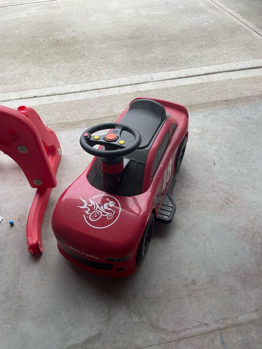 Red Ride-On Toy Car & basketball play