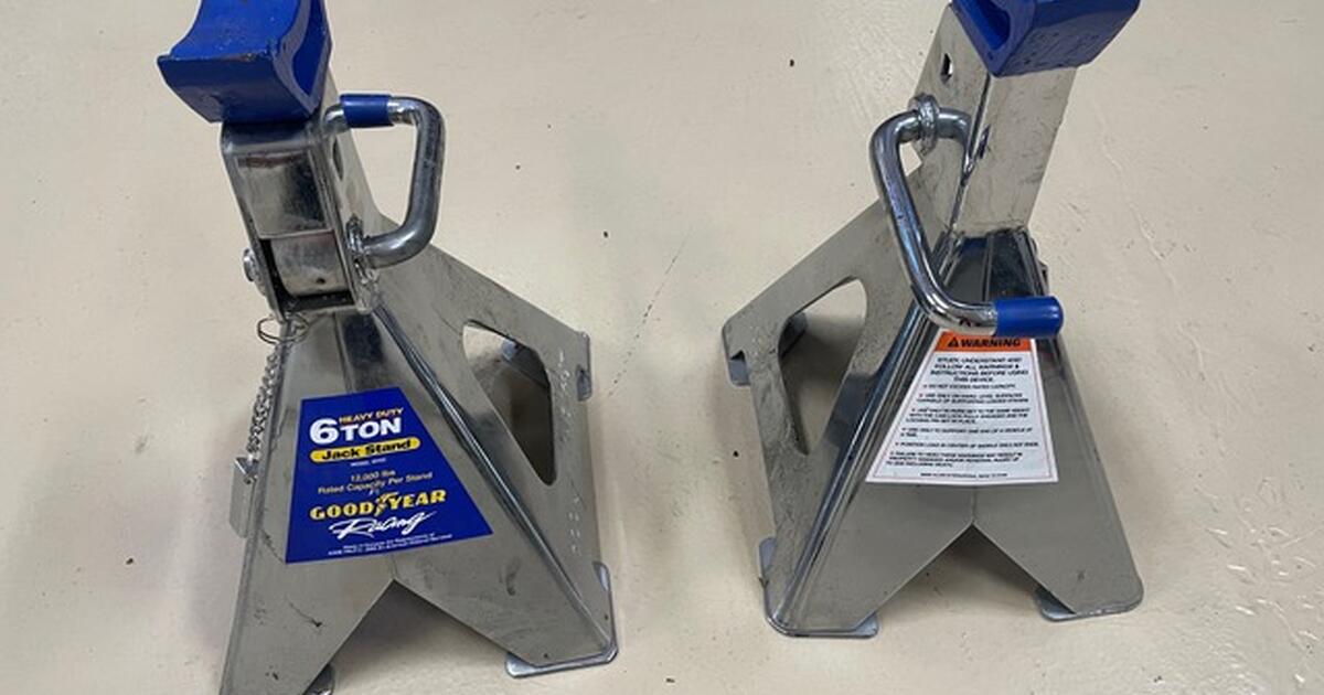 Two 6 Ton Heavy Duty Goodyear Steel Jack Stands Tools for 150 in