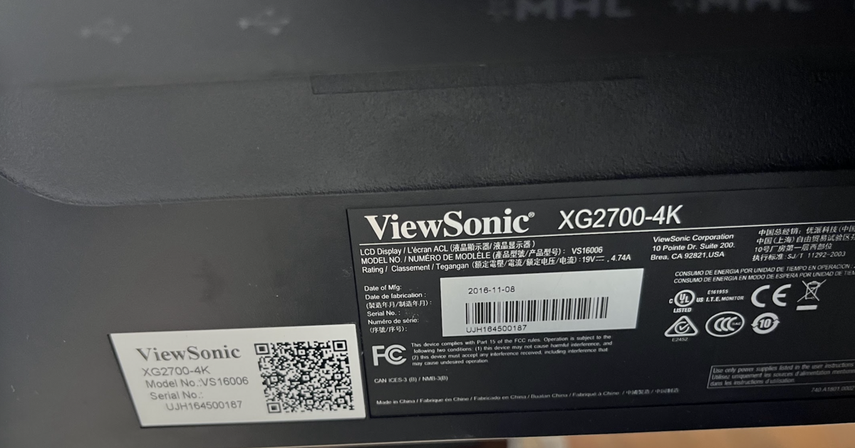 Viewsonic XG2700-4K 60Hz monitor for $40 in North Plains, OR | Finds ...