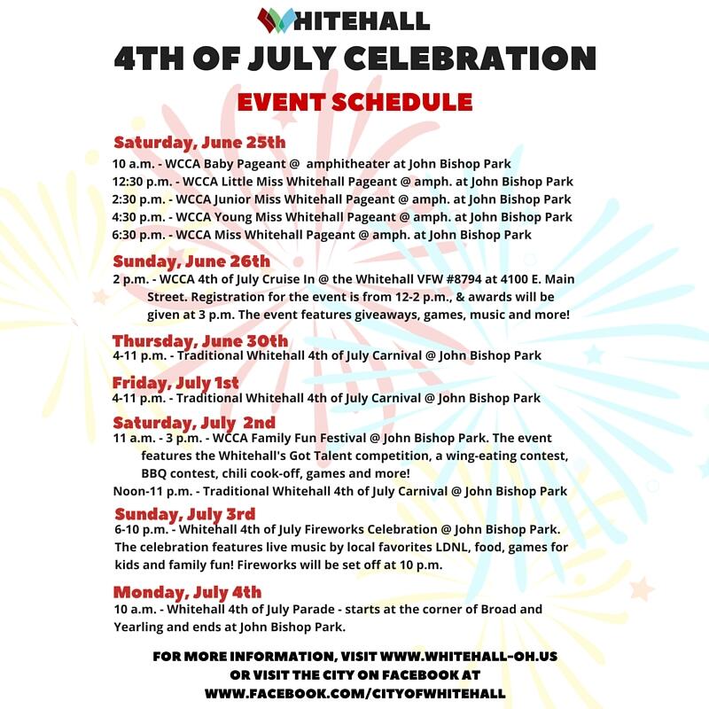 Whitehall 4th of July Celebration Schedule of Events (City of