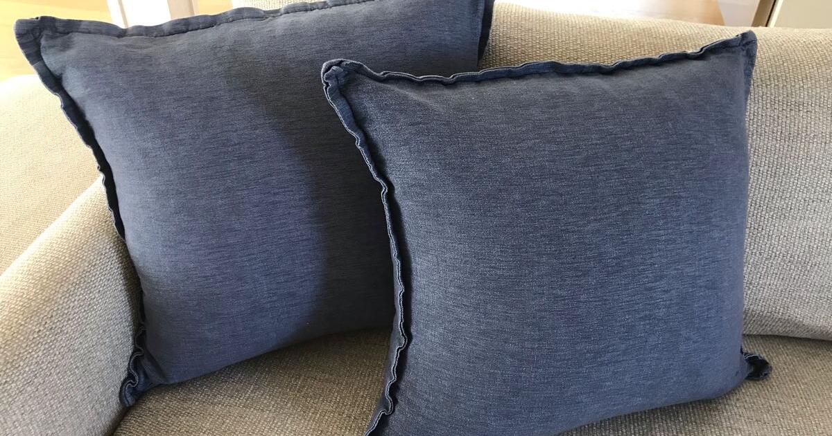 Crate&Barrel Linden Feather Down Pillows (x2) Indigo 23x23in for 30 in