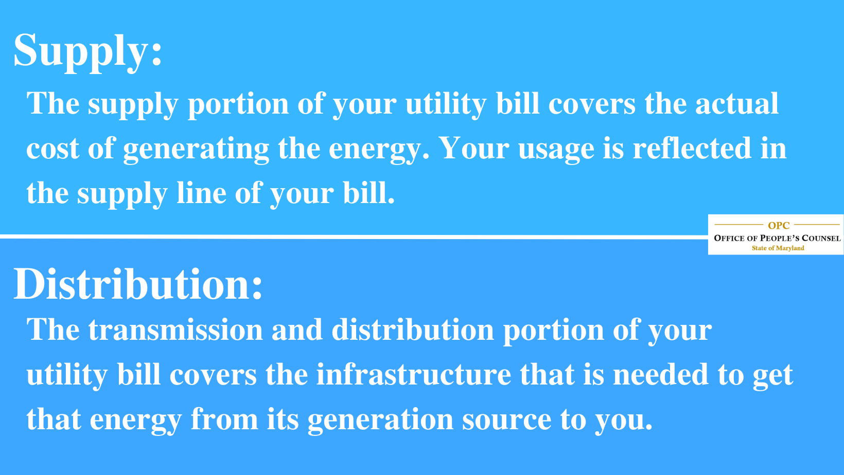 What is the difference between the supply and distribution charges on