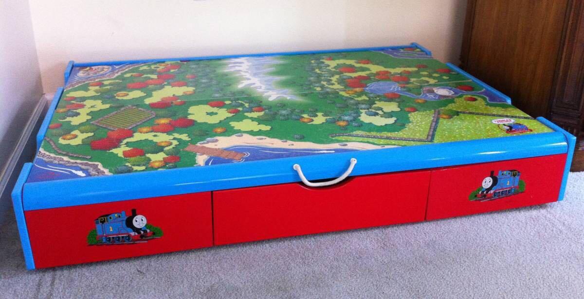 Thomas the Train under the bed trundle train table